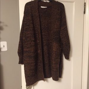 Brown oversized knit cardigan sweater longline
